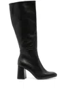 Souliers Martinez Anabel 85mm Leather Knee Boots In Black