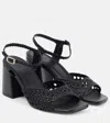Souliers Martinez Capri Woven Leather Sandals In Black