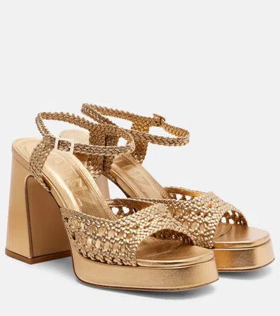 Souliers Martinez Cheyenne Metallic Leather Sandals In Multi