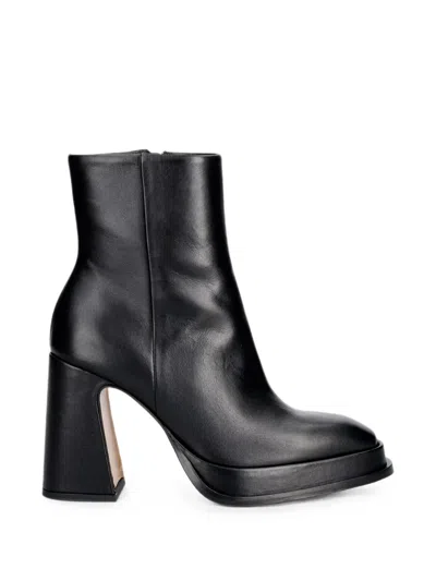 Souliers Martinez Chueca Platform Square-toe Ankle Boots In Black