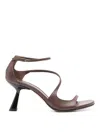 Souliers Martinez Dakota 70mm Leather Sandals In Dark Brown