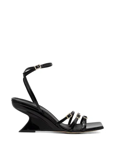 Souliers Martinez Eden Buckled Patent-finish Pumps In Black