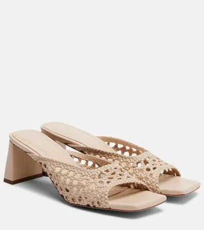 Souliers Martinez Ernestina Braided Leather Mules In Neutral