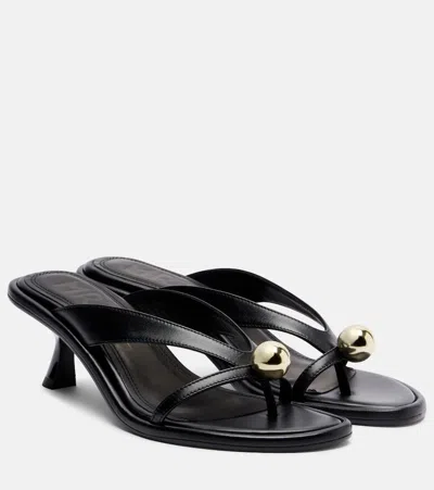 Souliers Martinez Estela Leather Thong Sandals In Black