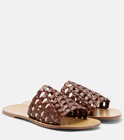 Souliers Martinez Estrella Woven Leather Sandals In Brown