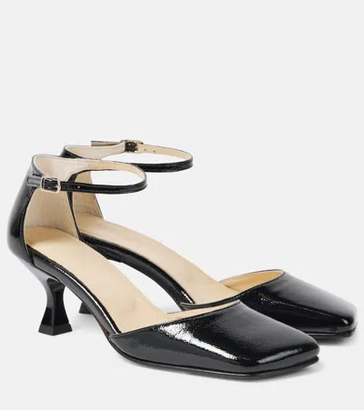 Souliers Martinez Fabiola Patent Leather Slingback Pumps In Black