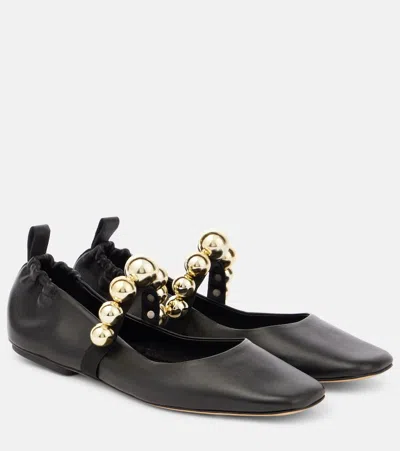 Souliers Martinez Flamenca Leather Mary Jane Flats In Black