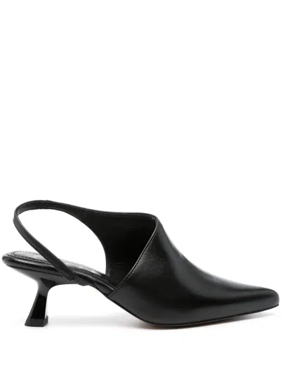 Souliers Martinez Greta 45mm Leather Pumps In Black