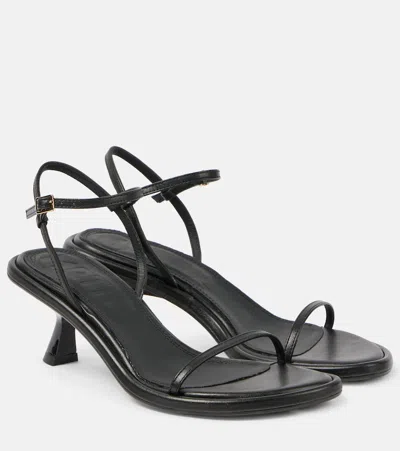 Souliers Martinez Ivone Leather Sandals In Black