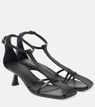 Souliers Martinez Krixia Leather Sandals In Black