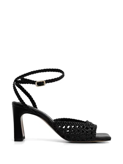 Souliers Martinez Lea Braided Leather Sandals In Black