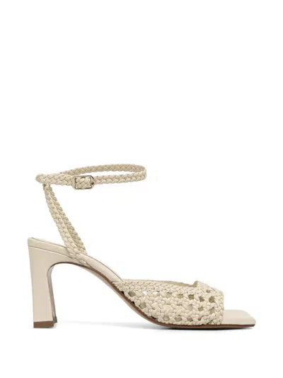 Souliers Martinez Lea Woven Ankle-strap Sandals In Neutral