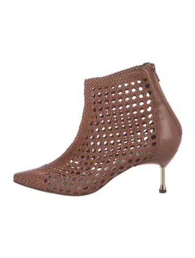Pre-owned Souliers Martinez Leather Patterned Boots In Brown