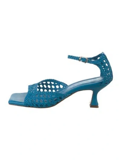 Pre-owned Souliers Martinez Leather Patterned Sandals In Blue