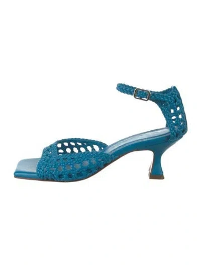 Pre-owned Souliers Martinez Leather Patterned Sandals In Blue