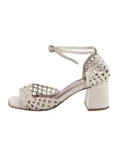Pre-owned Souliers Martinez Leather Patterned Sandals In Neutrals