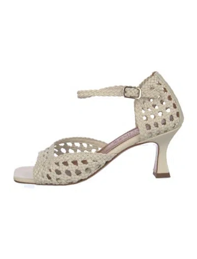 Pre-owned Souliers Martinez Leather Patterned Sandals In Neutrals