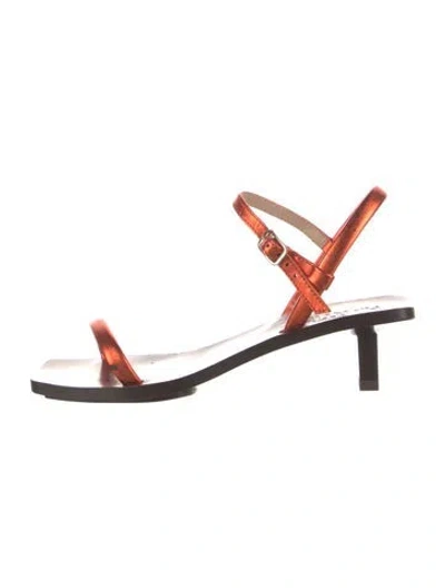 Pre-owned Souliers Martinez Leather Sandals In Brown/orange