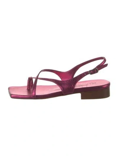 Pre-owned Souliers Martinez Leather Sandals In Burgundy