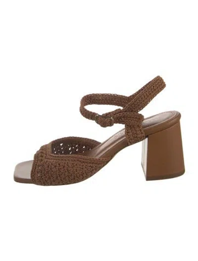 Pre-owned Souliers Martinez Leather Slingback Sandals In Brown