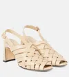 Souliers Martinez Leona 80 Leather Slingback Pumps In Beige
