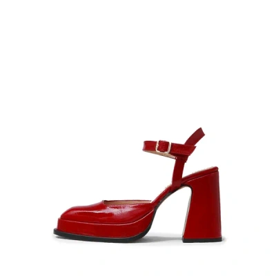 Souliers Martinez Malasa Patent Leather Sandals In Red
