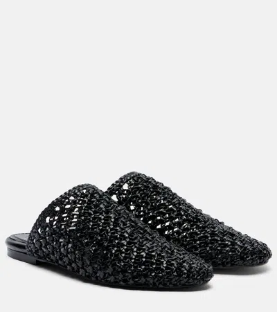 Souliers Martinez Mallorca Woven Leather Mules In Black