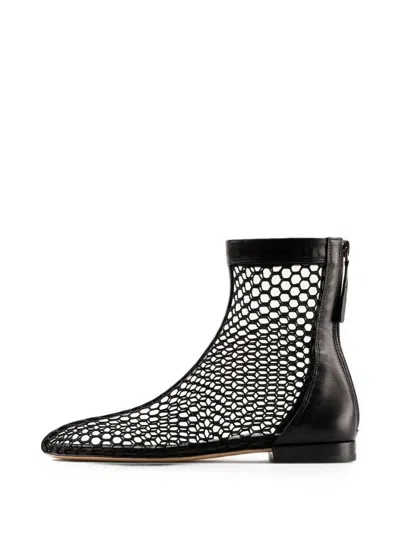 Souliers Martinez Mesh-panel Almond-toe Ankle Boots In Black