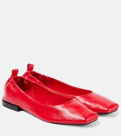 Souliers Martinez Nova Montjuic Leather Ballet Flats In Red