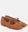 Souliers Martinez Paris Woven Leather Ballet Flats In Brown