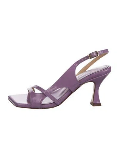 Pre-owned Souliers Martinez Patent Leather Slingback Sandals In Purple