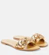 Souliers Martinez Pelota Braided Leather Slides In Gold