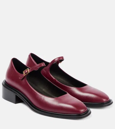 Souliers Martinez Penelope Leather Ballet Flats In Burgundy