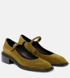 Souliers Martinez Penelope Suede Ballet Flats In Kaki