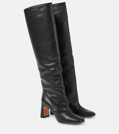 Souliers Martinez Roberta Leather Knee-high Boots In Black
