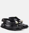 Souliers Martinez Spiaggia Embellished Leather Sandals In Black