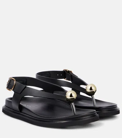 Souliers Martinez Spiaggia Embellished Leather Sandals In Black