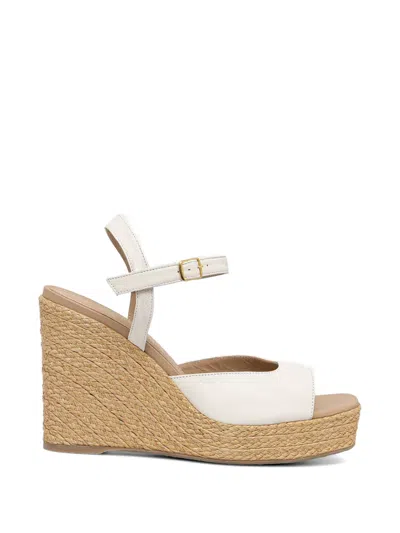 Souliers Martinez Summer Woven-wedge Leather Espadrilles In White