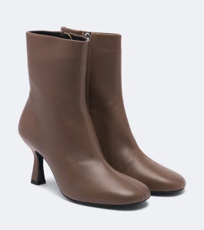 Souliers Martinez Talin Leather Ankle Boots In Brown
