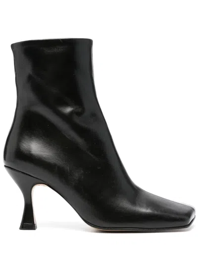 Souliers Martinez Tatiana 80 Leather Ankle Boots In Black