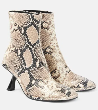 Souliers Martinez Teo Snake-effect Leather Ankle Boots In Beige