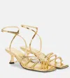 Souliers Martinez Teresa 80 Metallic Leather Sandals In Gold