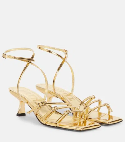 Souliers Martinez Teresa 80 Metallic Leather Sandals In Gold