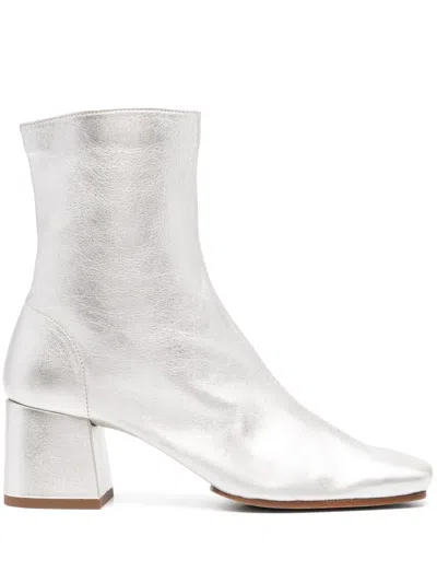Souliers Martinez Tierra 60mm Metallic Ankle Boots In Silver