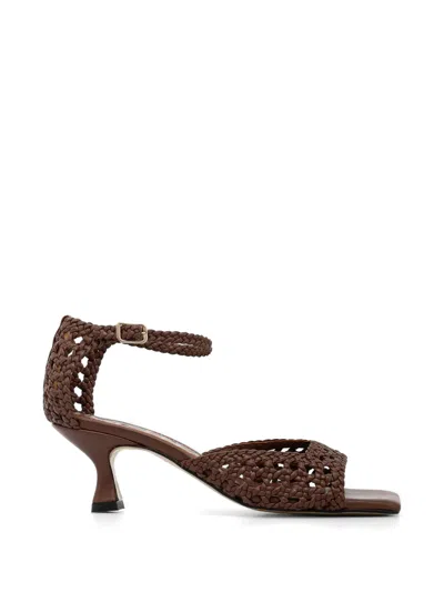 Souliers Martinez Veronica Woven Leather Sandals In Multi