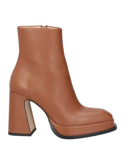 Souliers Martinez Woman Ankle Boots Brown Size 7 Leather