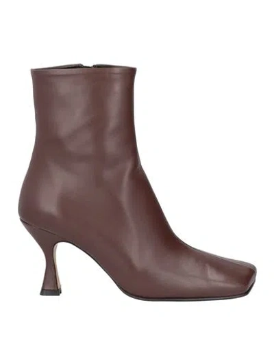 Souliers Martinez Woman Ankle Boots Dark Brown Size 8 Leather