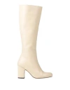 Souliers Martinez Woman Knee Boots Cream Size 10 Soft Leather In White