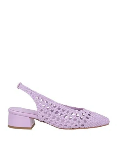 Souliers Martinez Woman Pumps Lilac Size 7 Leather In Purple