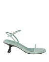 Souliers Martinez Woman Sandals Sage Green Size 6 Leather In Sage Green